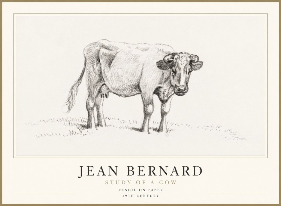 Jean Bernard Study of a Cow V No1 - Affiche