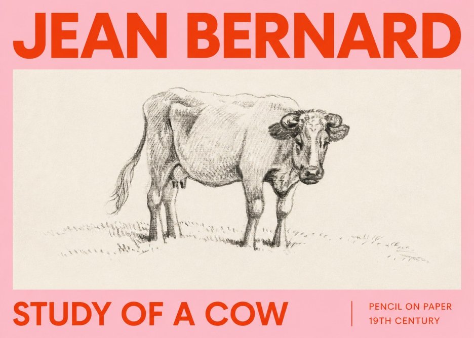Jean Bernard Study of a Cow V No2 - Affiche