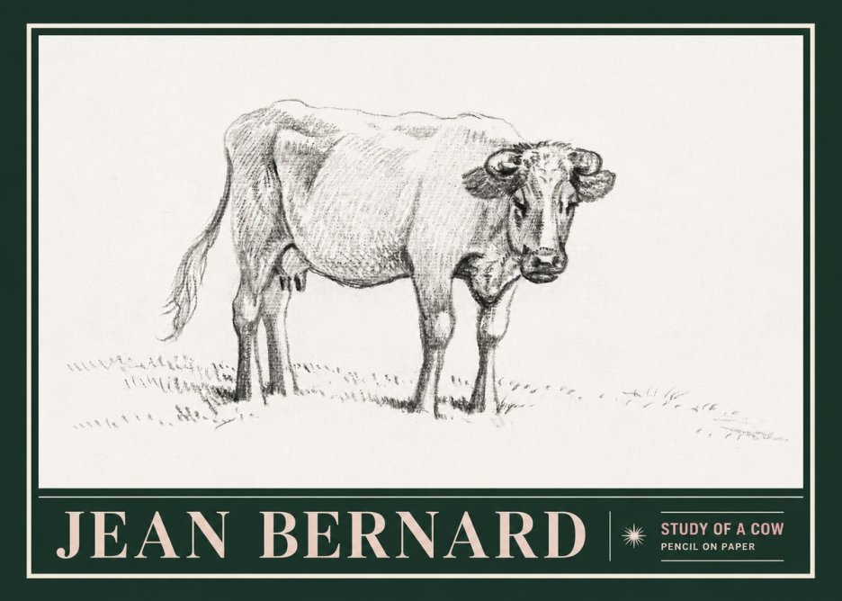 Jean Bernard Study of a Cow V No5 - Affiche