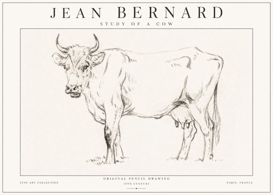 Jean Bernard Study of a Cow VI No1 - Affiche