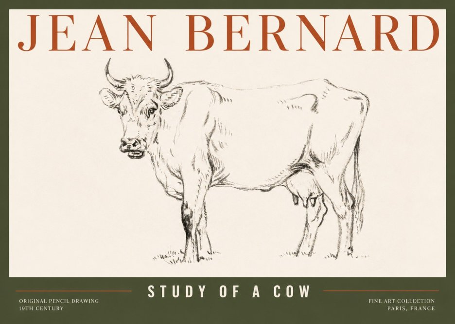 Jean Bernard Study of a Cow VI No2 - Affiche