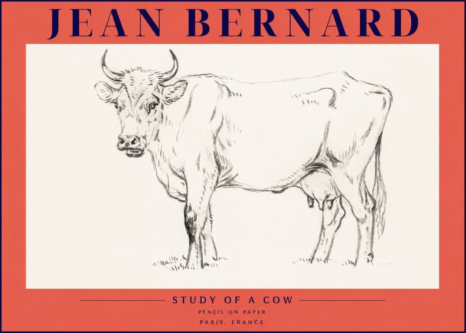 Jean Bernard Study of a Cow VI No4 - Affiche