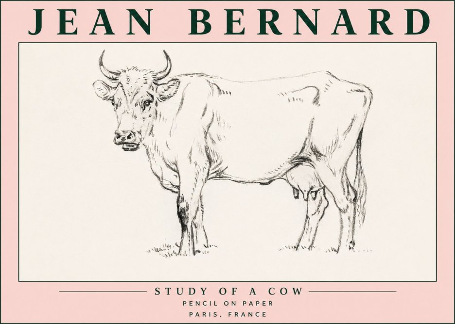 Jean Bernard Study of a Cow VI No5 - Affiche