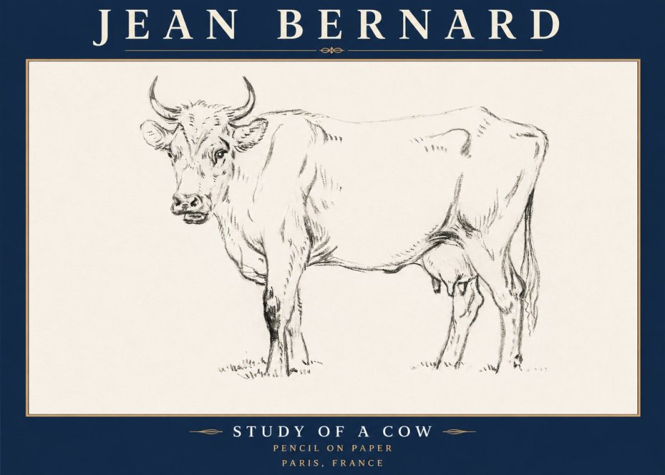 Jean Bernard Study of a Cow VI No6 - Affiche