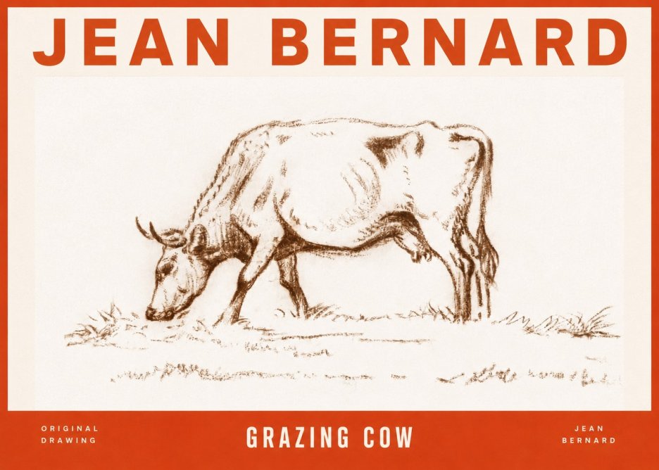 Jean Bernard Grazing Cow II No2 - Affiche
