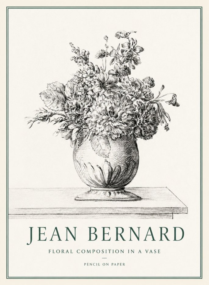 Jean Bernard Floral Composition in a Vase No1 - Affiche