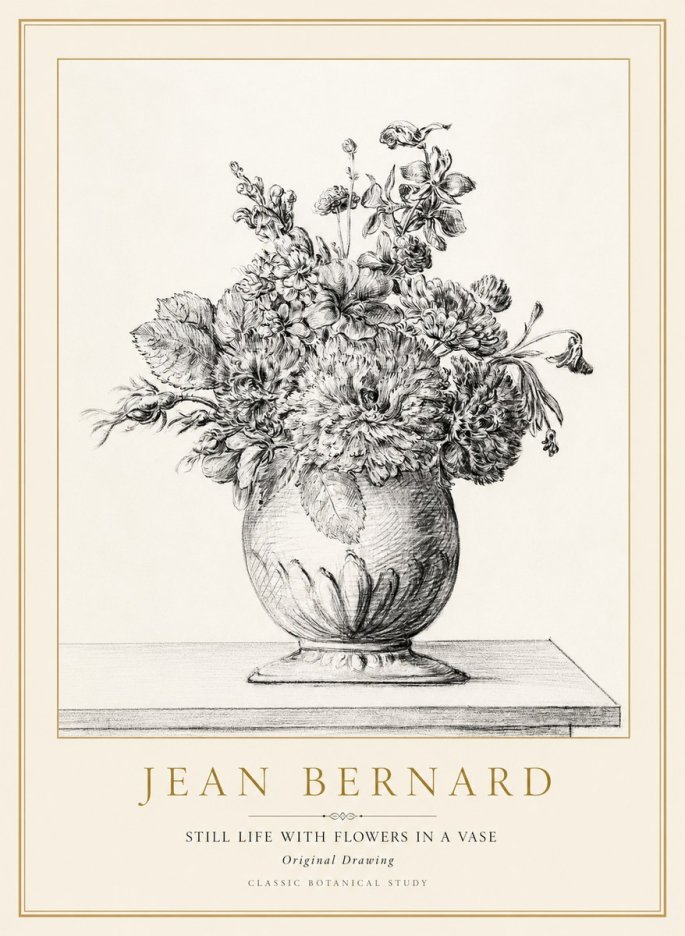 Jean Bernard Floral Composition in a Vase No2 - Affiche