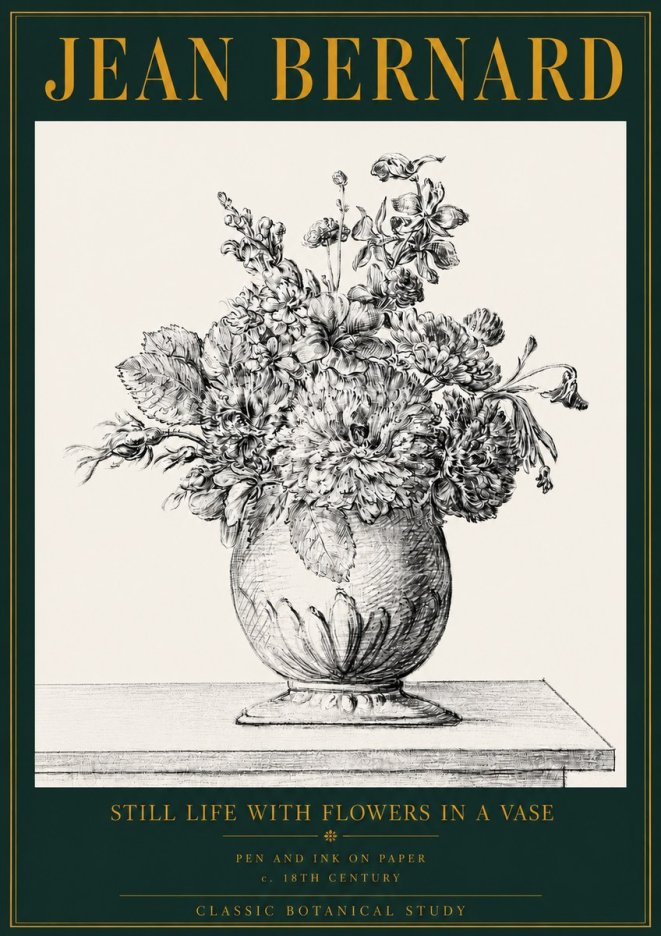 Jean Bernard Floral Composition in a Vase No4 - Affiche