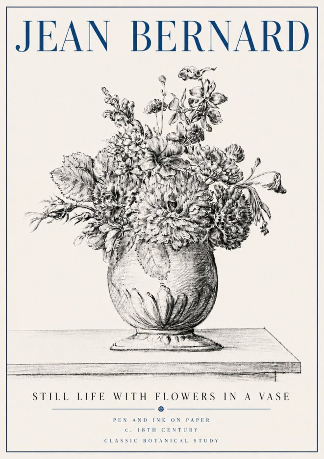 Jean Bernard Floral Composition in a Vase No6 - Affiche