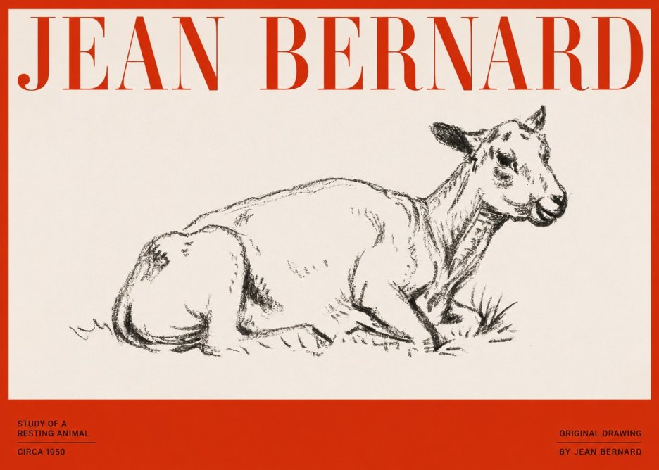 Jean Bernard Study of a Resting Animal No2 - Affiche