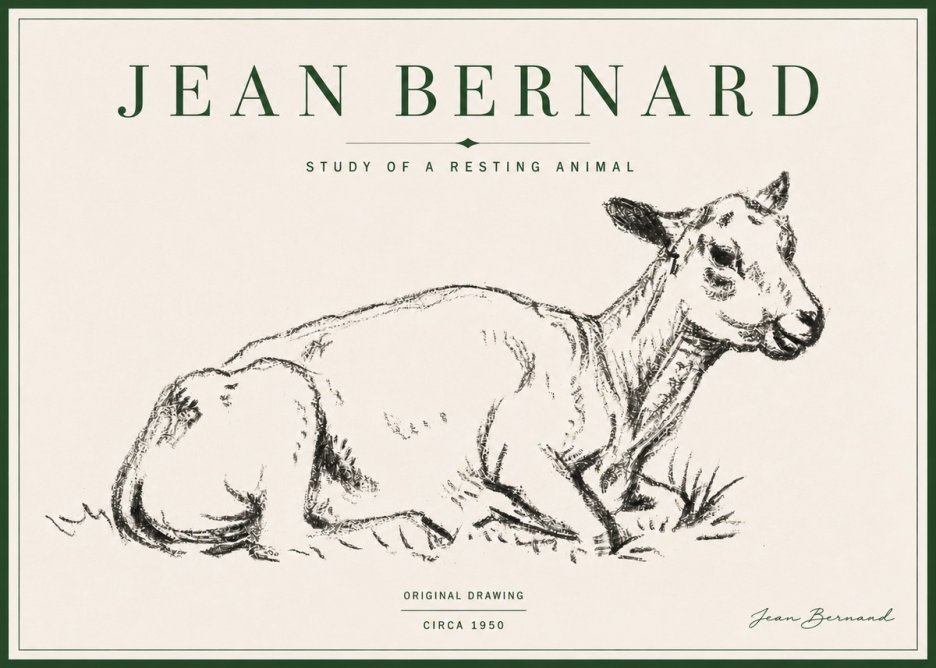Jean Bernard Study of a Resting Animal No4 - Affiche