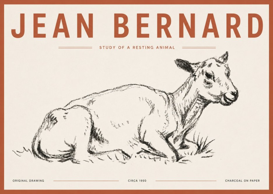 Jean Bernard Study of a Resting Animal No5 - Affiche