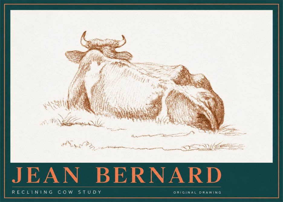 Jean Bernard Reclining Cow Study No2 - Affiche