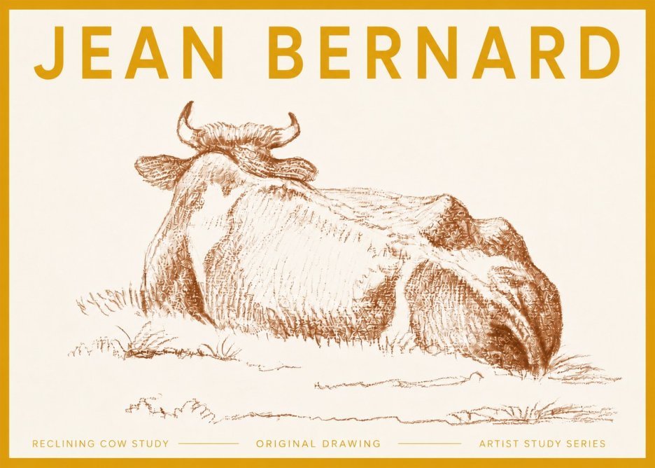 Jean Bernard Reclining Cow Study No5 - Affiche
