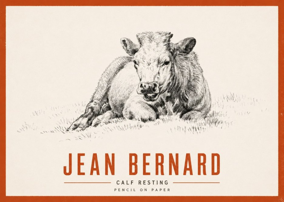 Jean Bernard Calf Resting No2 - Affiche