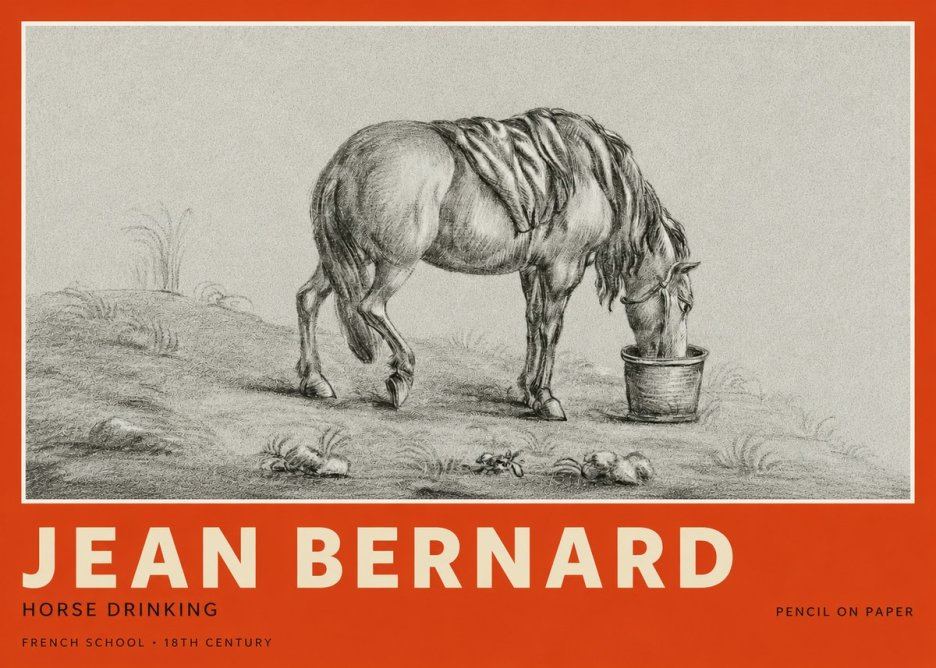 Jean Bernard Horse Drinking No2 - Affiche