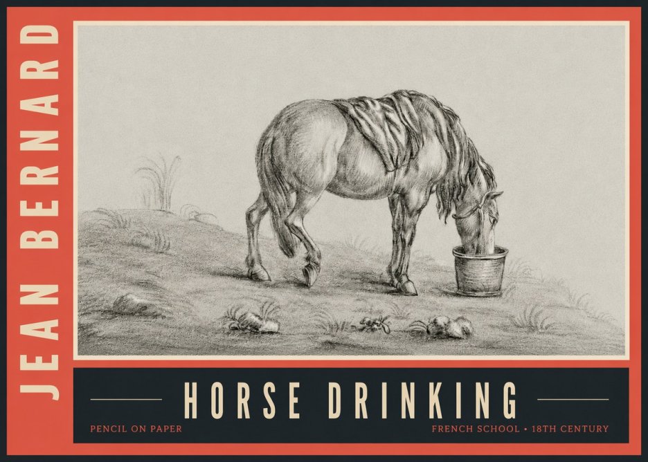 Jean Bernard Horse Drinking No5 - Affiche
