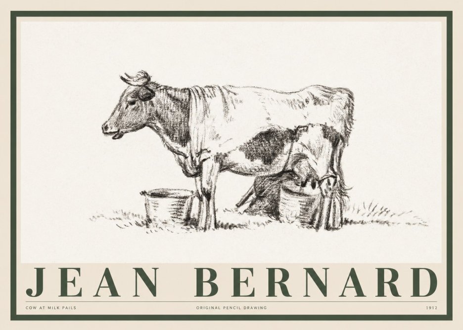 Jean Bernard Cow at Milk Pails No1 - Affiche