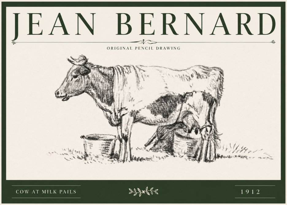 Jean Bernard Cow at Milk Pails No3 - Affiche