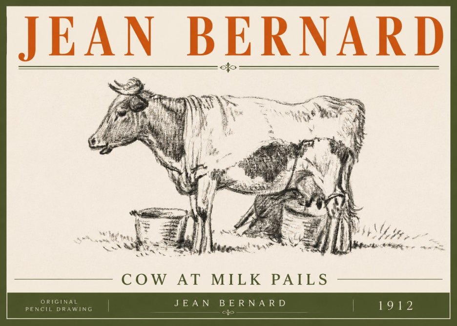 Jean Bernard Cow at Milk Pails No6 - Affiche