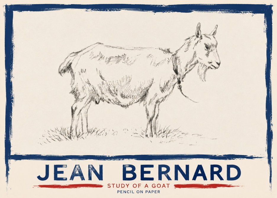 Jean Bernard Study of a Goat III No4 - Affiche