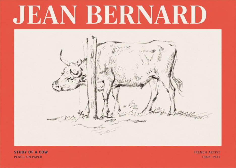 Jean Bernard Study of a Cow VII No5 - Affiche