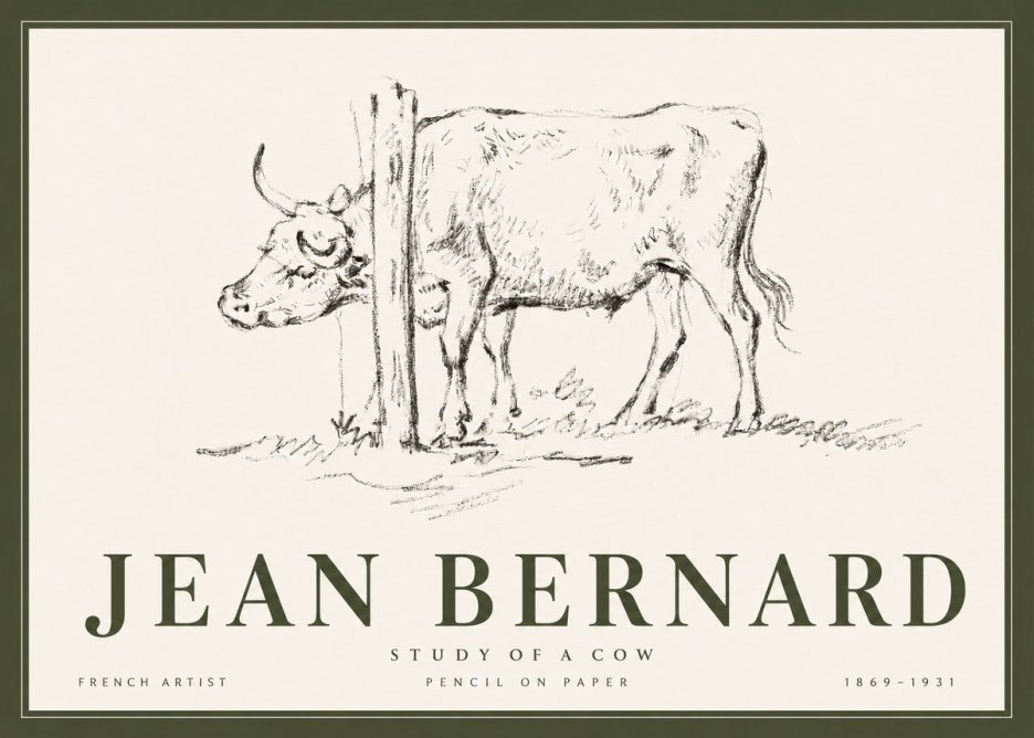 Jean Bernard Study of a Cow VII No6 - Affiche