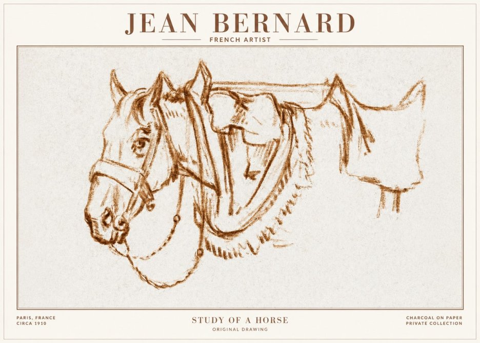 Jean Bernard Study of a Horse VII No1 - Affiche