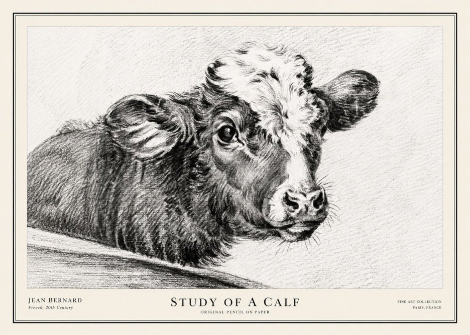 Jean Bernard Study of a Calf II No3 - Affiche