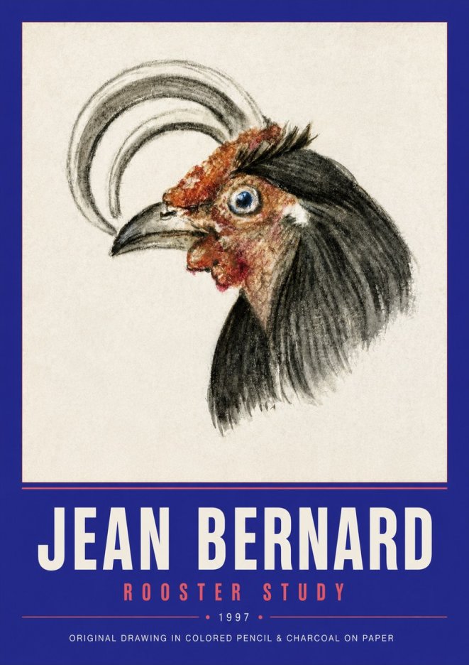Jean Bernard Rooster Study No2 - Affiche