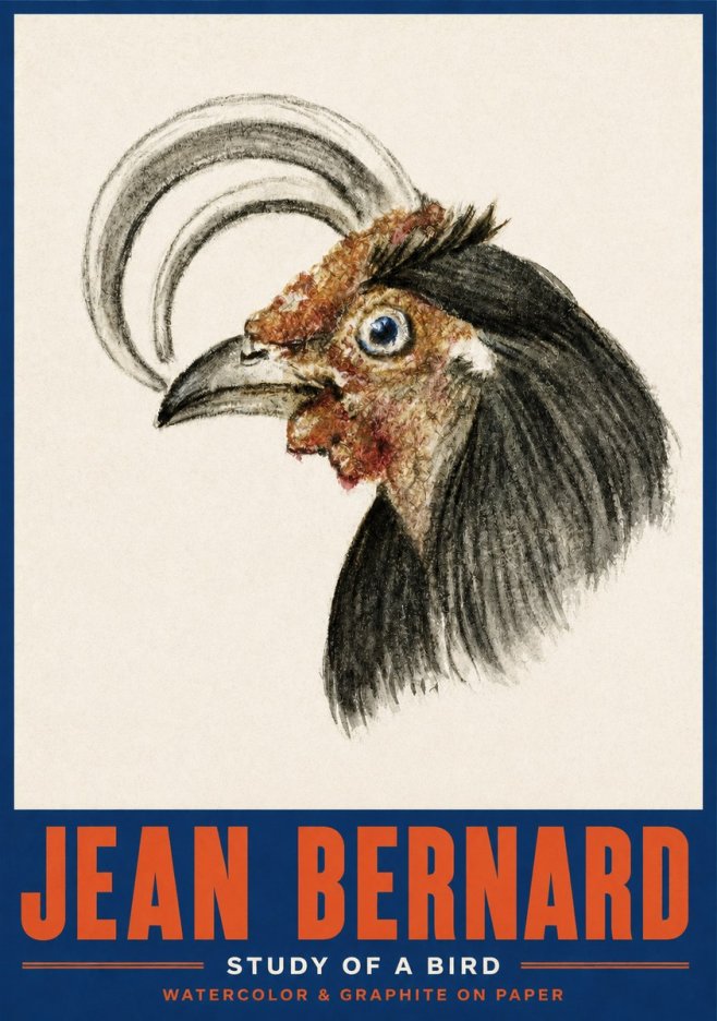 Jean Bernard Rooster Study No4 - Affiche