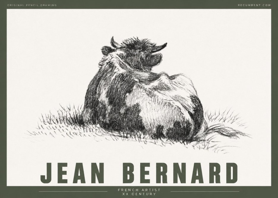 Jean Bernard Resting Highland Cow No4 - Affiche