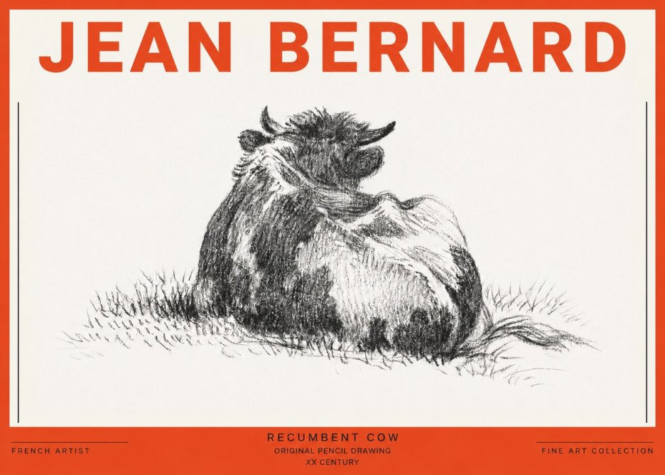 Jean Bernard Resting Highland Cow No5 - Affiche