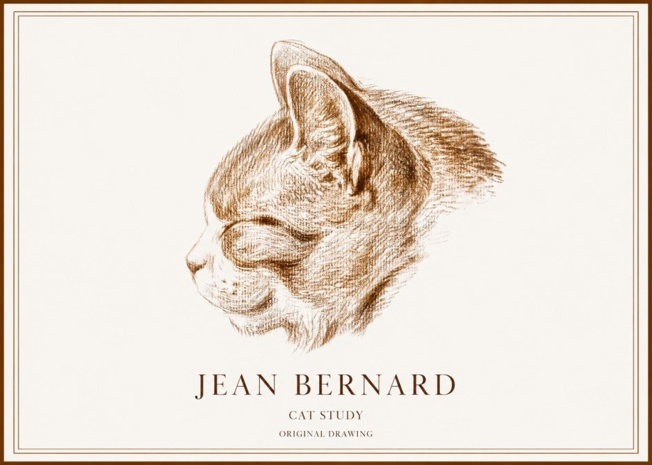 Jean Bernard Cat Study VI No1 - Affiche