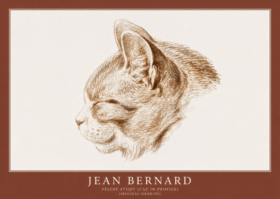 Jean Bernard Cat Study VI No2 - Affiche