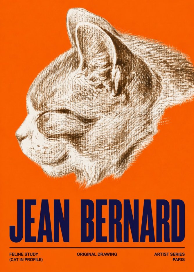 Jean Bernard Cat Study VI No5 - Affiche