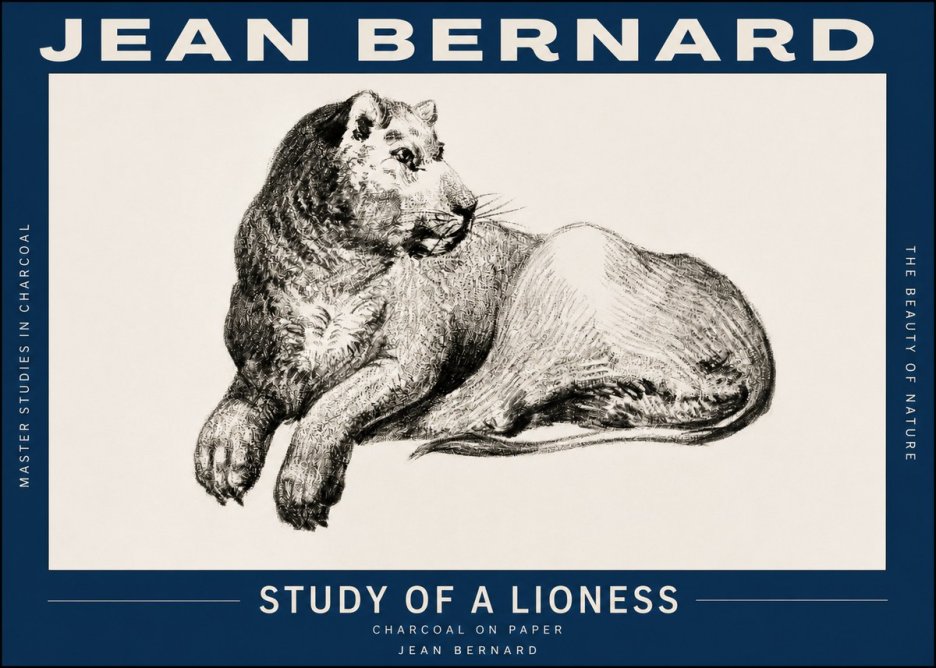 Jean Bernard Lying Lioness No3 - Affiche
