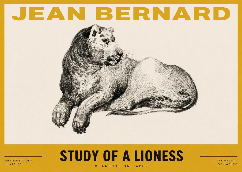 Jean Bernard Lying Lioness No4 - Affiche