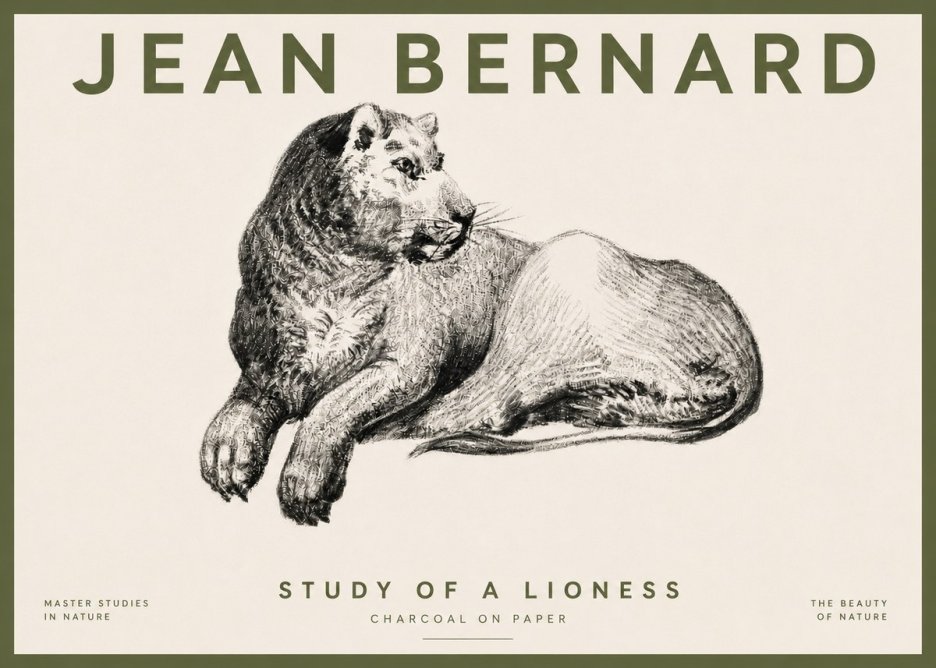 Jean Bernard Lying Lioness No5 - Affiche