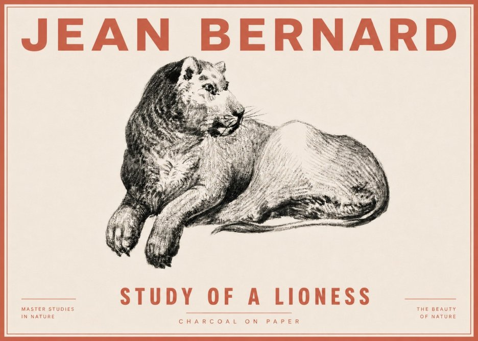 Jean Bernard Lying Lioness No6 - Affiche
