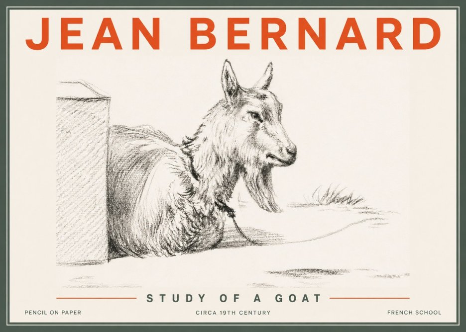 Jean Bernard Study of a Goat IV No6 - Affiche
