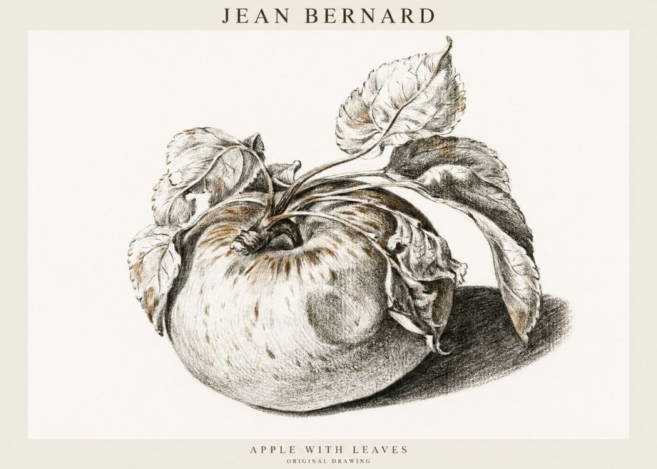 Jean Bernard Apple with Leaves No1 - Affiche