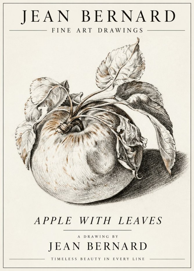 Jean Bernard Apple with Leaves No3 - Affiche