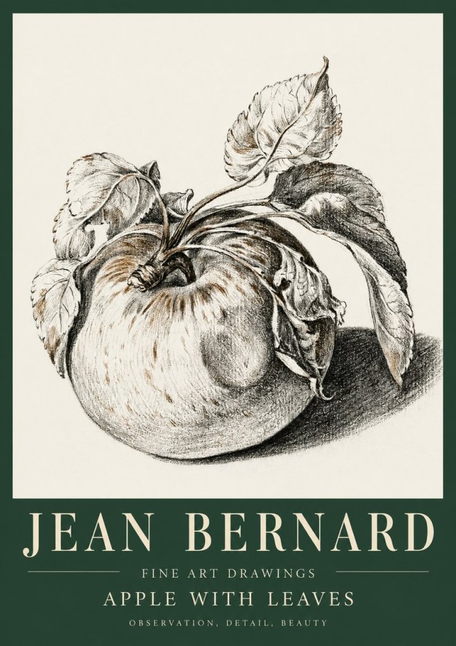 Jean Bernard Apple with Leaves No5 - Affiche