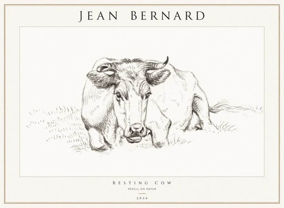 Jean Bernard Resting Cow II No1 - Affiche