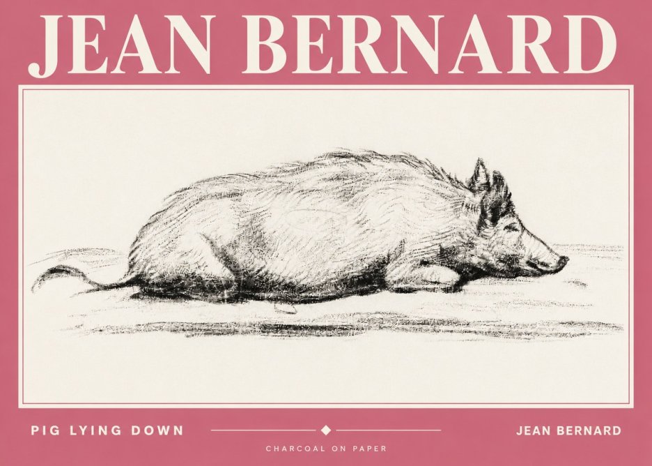 Jean Bernard Resting Pig I No4 - Affiche