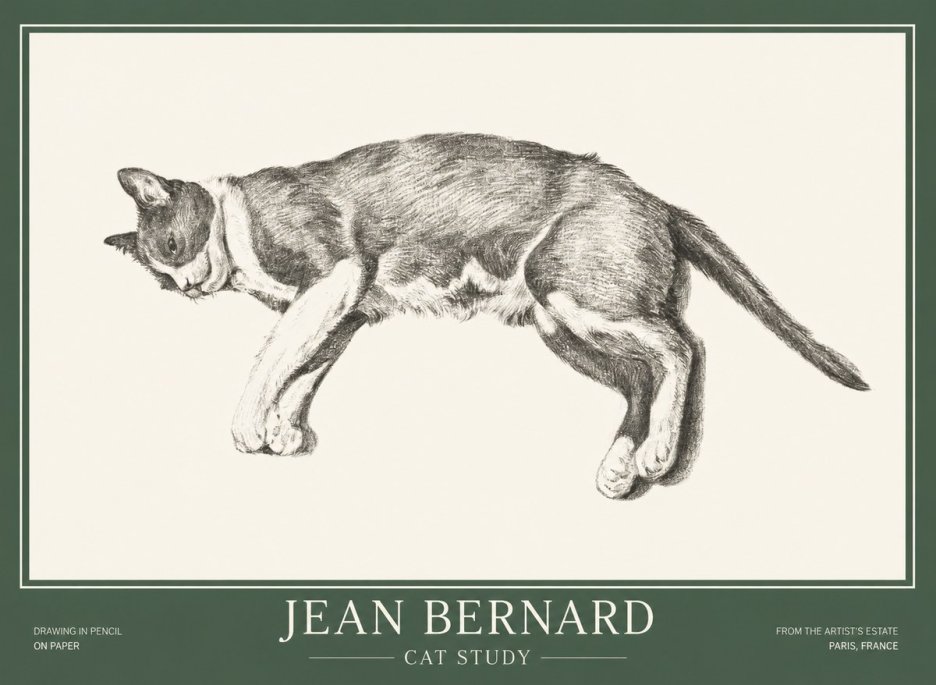 Jean Bernard Cat Study VII No1 - Affiche