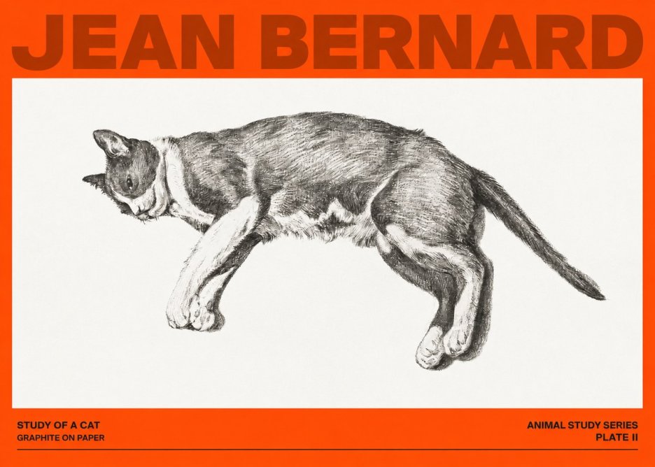 Jean Bernard Cat Study VII No4 - Affiche