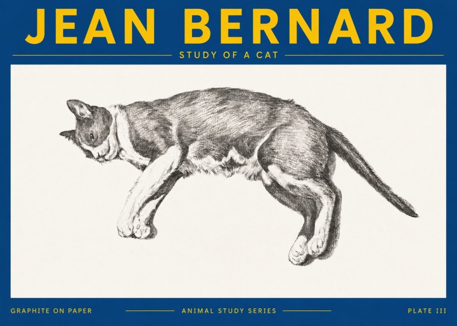 Jean Bernard Cat Study VII No5 - Affiche