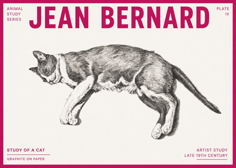Jean Bernard Cat Study VII No6 - Affiche